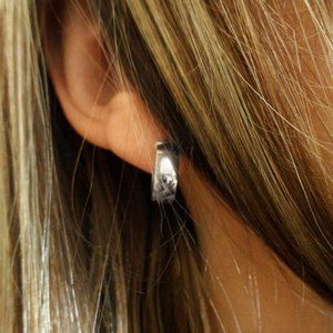 Real Solid 10K White Gold Thick Hoop Earrings Hypo Allergenic 19mm Stamped 10K